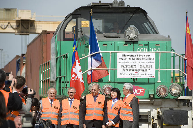 Arrivee du premier train de marchandises reliant Wuhan (Chine) a Lyon